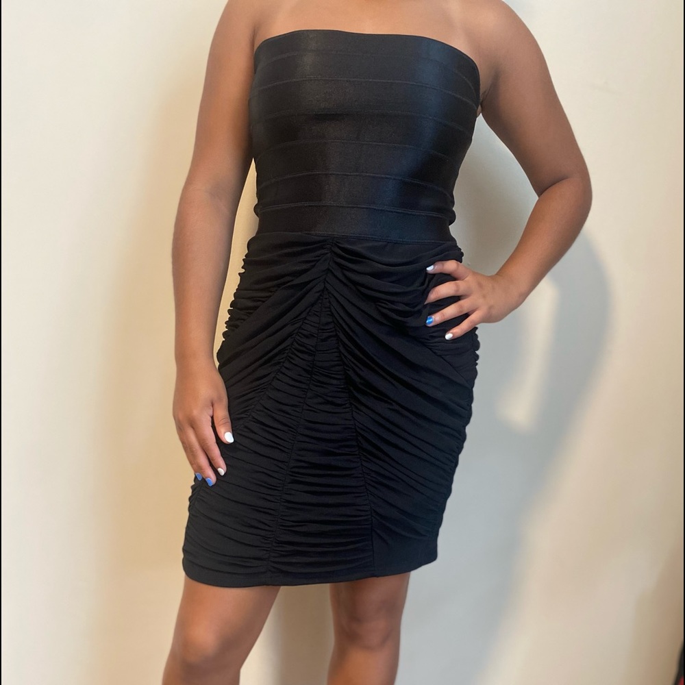 Bebe black strapless bandeau dress